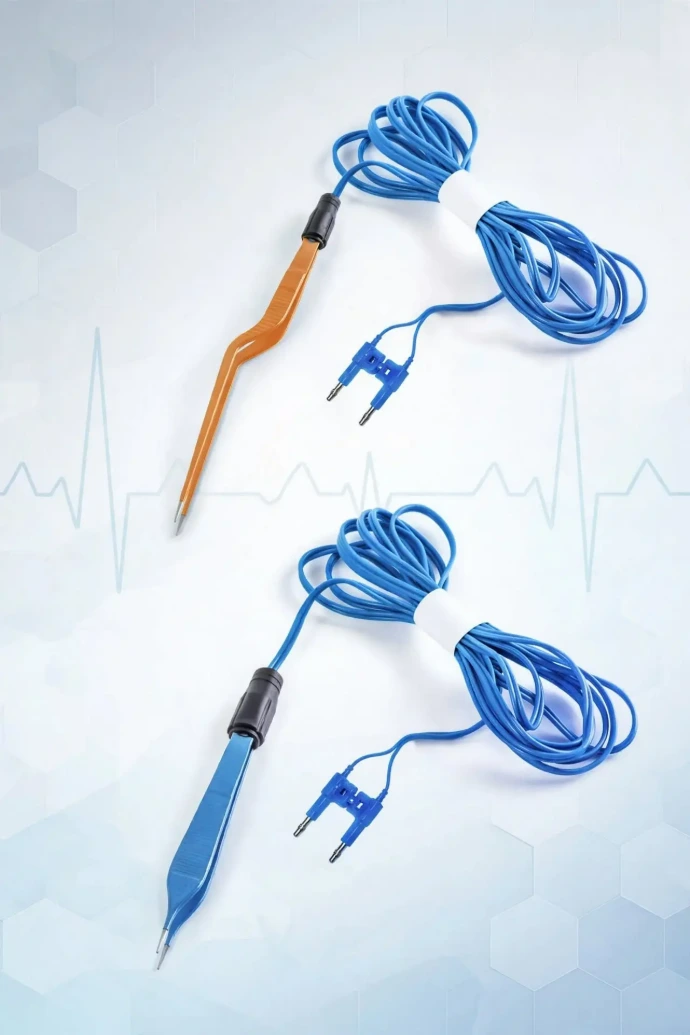 Disposable bipolar forceps with electrosurgical cable