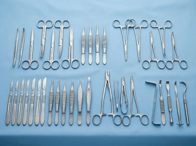 General surgical instruments including forceps, scissors, and scalpel handles by Electro Bismed Instruments